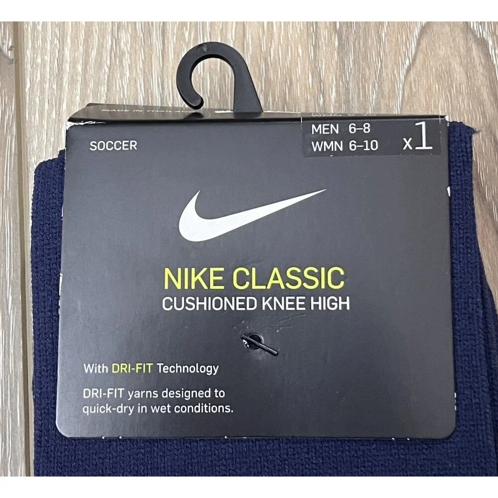 NWT Nike Classic Cushioned Knee High Soccer Socks Blue, Men’s 6-8 Women’s 6-10